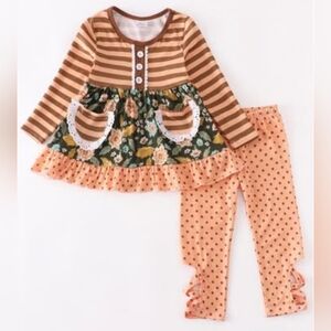 Stripes Polka Dots and Floral Pants Set for Girls NWOT